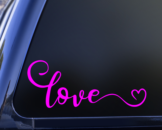 Love Vinyl Decal Sticker, Love with Heart Tale Decal, Car Window Decal Sticker