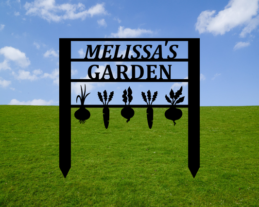 Personalized Garden Vegetable Sign, Custom Metal Words Stake Sign