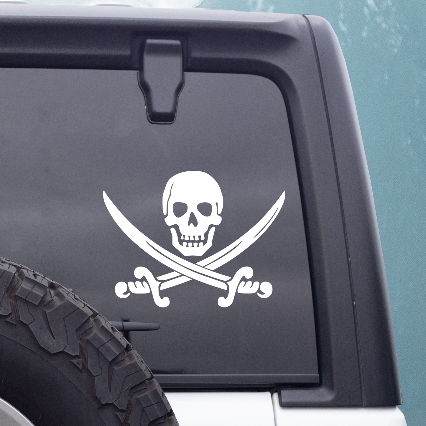 Jolly Roger Pirate Decal, Skull and Cross Swords, Pirate Sticker, Vinyl Decal Sticker, Car Window Decal, Tumbler Decal