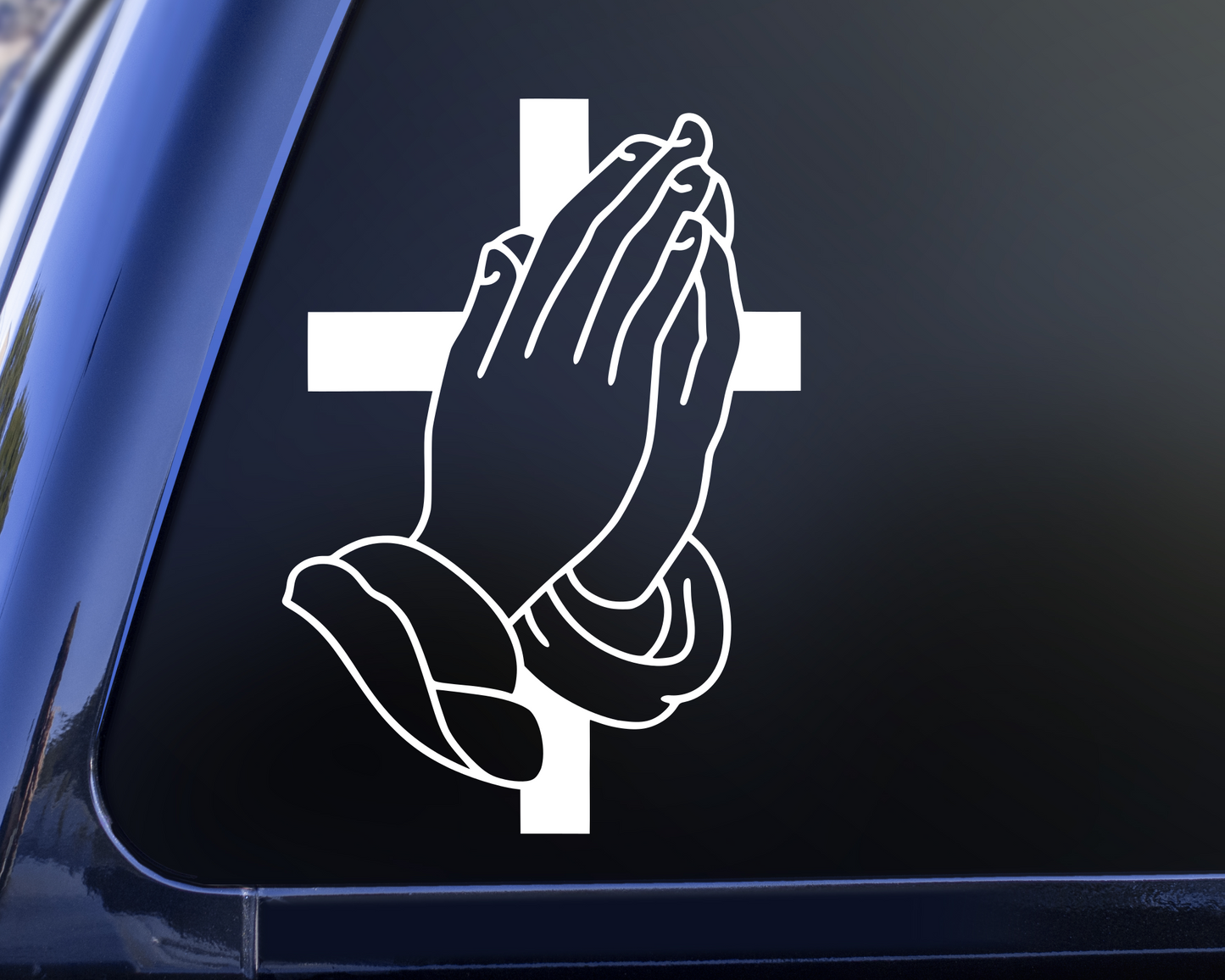 Prayer Hands Vinyl Decal, Religious Decal, Christian Decal, Car Window Decal