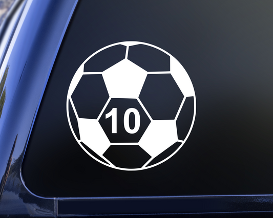 Personalized Soccer Ball Decal, Soccer Player Number, Vinyl Decal Sticker, Sports Decal, Car Window Decal