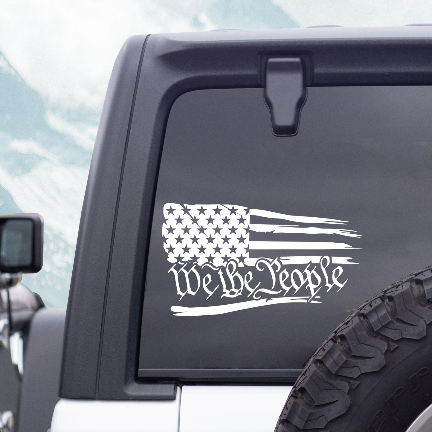 We The People Flag Decal, Distressed Flag Decal, Tattered American Flag Vinyl Decal