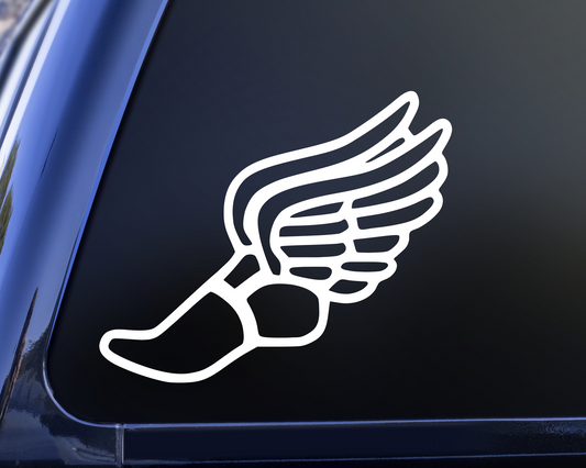 Track and Field Vinyl Decal Sticker, Shoe with Wings Decal, Car Window Decal, Water Bottle Sticker,