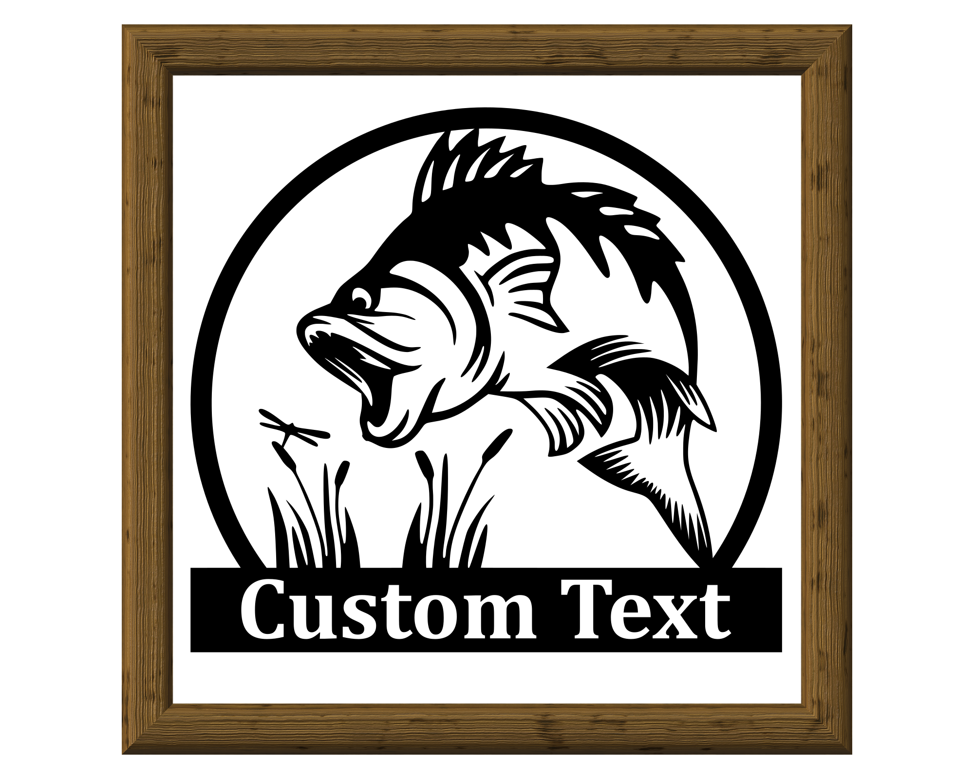 Personalized Jumping Bass Fish Scene, Vinyl Decal Sticker