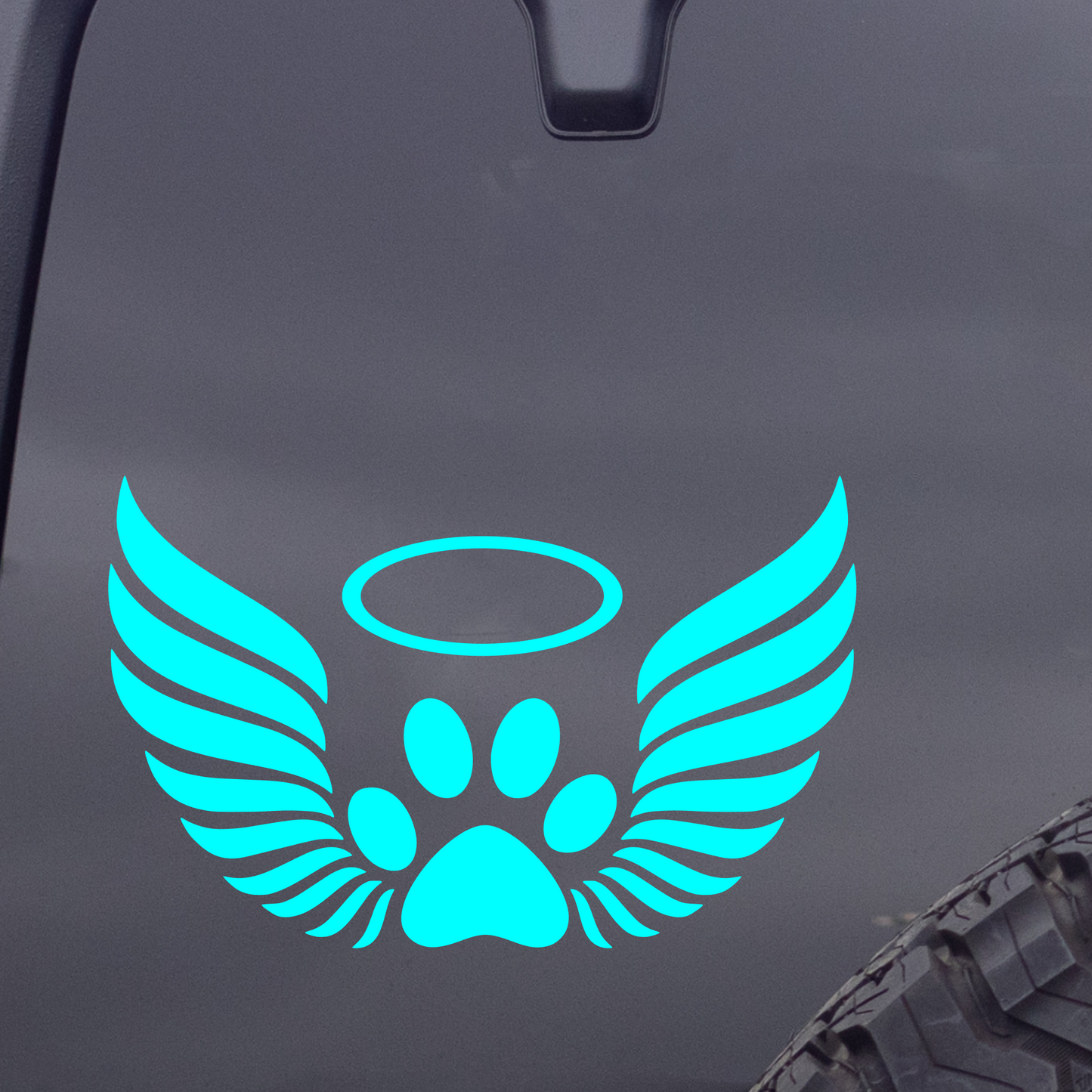 Paw Print with Wings Vinyl Decal, Beloved Pet Decal, In Memory of Decal, Halo Decal