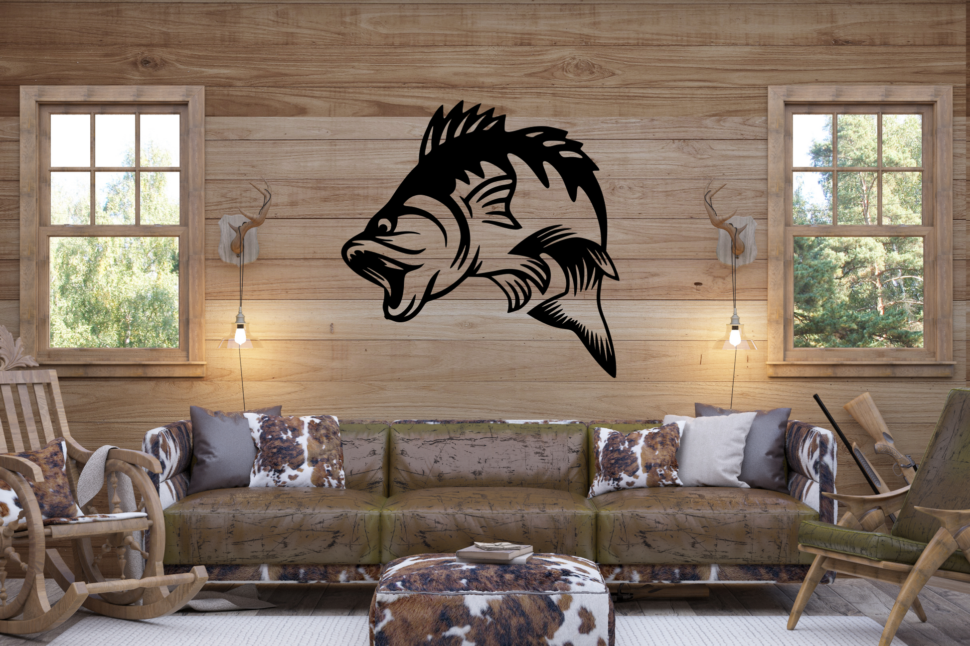 METAL FISH ART, 2 Sizes, Small Mouth Bass, Outdoor Metal Wall Art