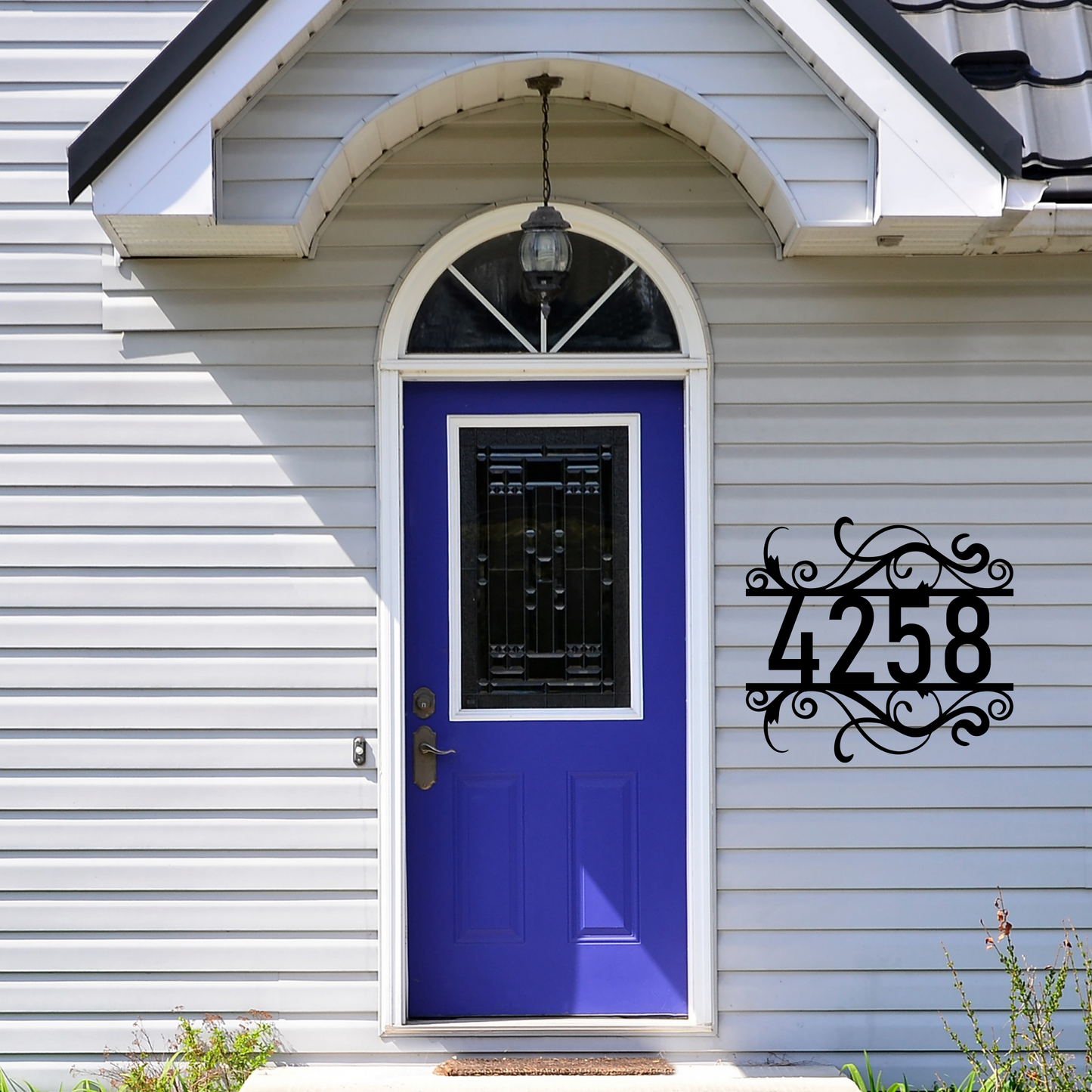 Personalized Flourish Address Sign, House Number Metal Sign