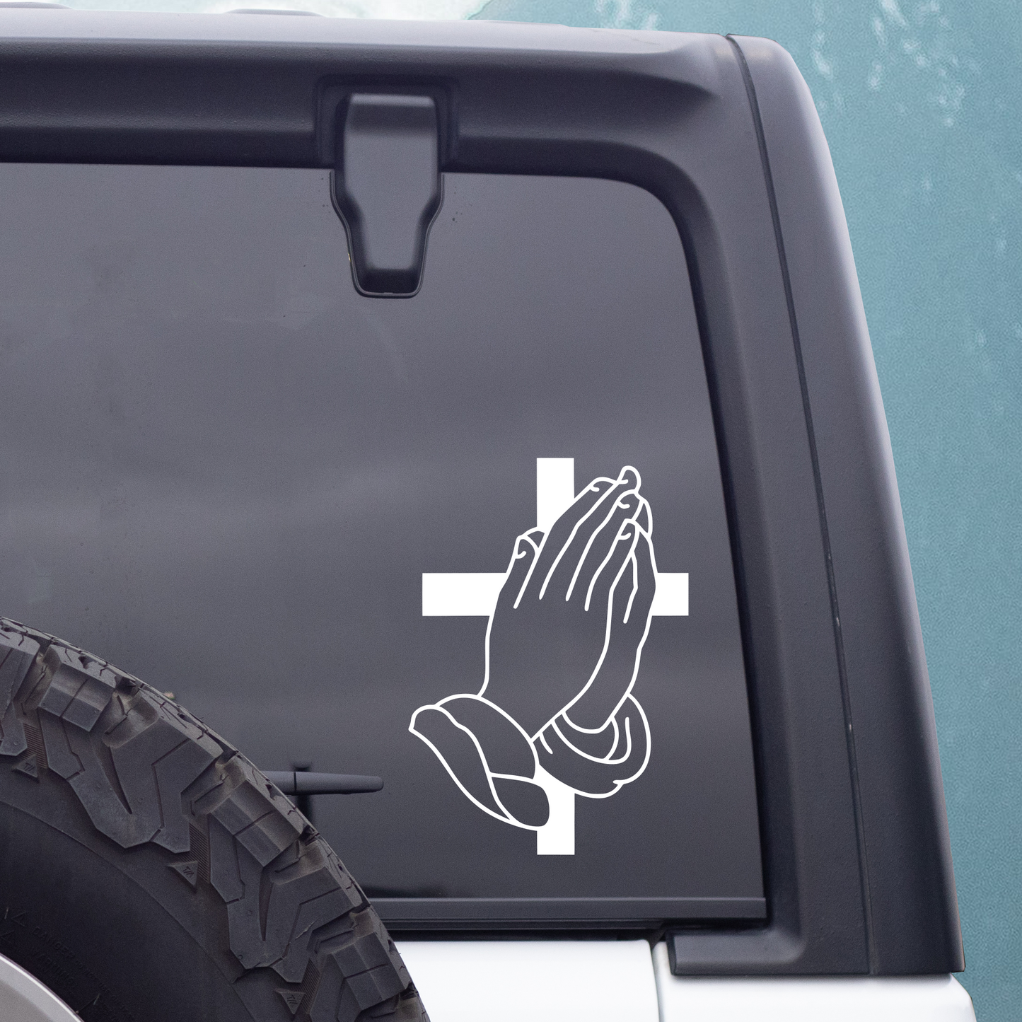 Prayer Hands Vinyl Decal, Religious Decal, Christian Decal, Car Window Decal